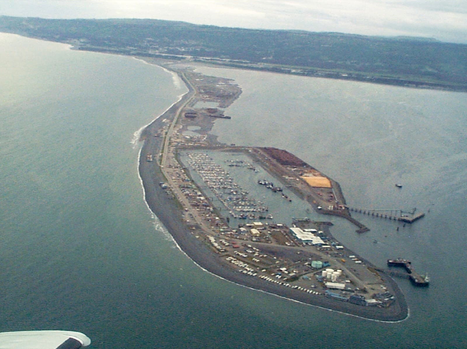 The Homer Spit reaching into Kachemak Bay on the Kenai Peninsula
