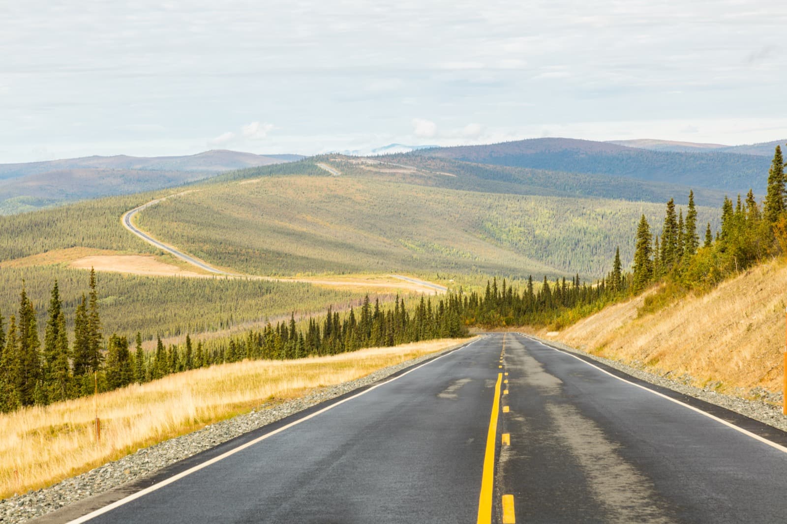 A ridge-line view from the Top of the World Highway near the Alaska–Yukon border
